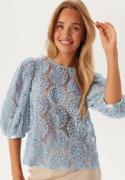 BUBBLEROOM 3D Flower Puff Sleeve Blouse Light blue S