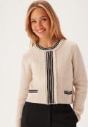 Object Collectors Item Objperla Ls Re Knit Cardigan White Sand Detail:...