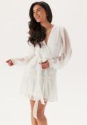 Bubbleroom Occasion Frill Balloon Sleeve Dress White 4XL