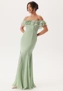 Goddiva Frilly Chiffon Off Shoulder Ma Sage Green M (UK12)