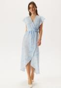 VERO MODA Vmpage S/L LONG WRAP DRESS  LO Airy Blue Aop:mona XL