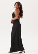 Bubbleroom Occasion Tie Back Satin Gown Black 40