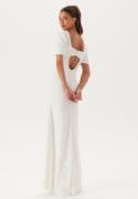 Bubbleroom Occasion Short Sleeve 3D Floral Wedding Gown White 46