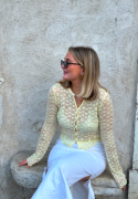 BUBBLEROOM Button Lace Cardigan Yellow S