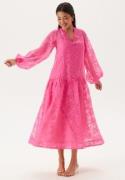 Bubbleroom Occasion Balloon Sleeve Midi Dress Pink XS