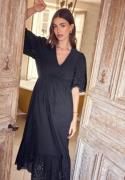 BUBBLEROOM Midi Broderie Anglaise Dress Black XL