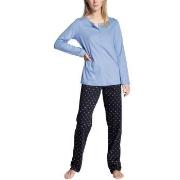 Calida Night Lovers Buttoned Pyjama Blå bomull Small Dame