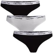 Calvin Klein Truser 3P Carousel Thongs Svart/Hvit bomull X-Small Dame