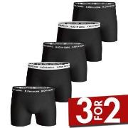 Björn Borg 5P Essential Shorts Solids Svart bomull Large Herre