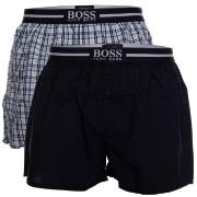BOSS 2P Woven Boxer Shorts With Fly Mørkblå bomull X-Large Herre