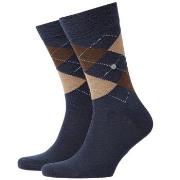 Burlington Strømper Edinburgh Wool Sock Blå/Brun Str 40/46 Herre