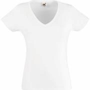 Fruit of the Loom Lady Fit Valueweight V-neck T Hvit bomull Large Dame