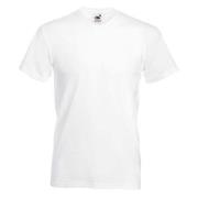 Fruit of the Loom Valueweight V-neck T Hvit bomull Medium Herre