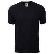 Dovre Single Jersey  V-neck T-Shirt Svart bomull Medium Herre