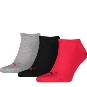 Puma Strømper 3P Sneaker Socks Rød/Grå Str 43/46