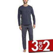 Schiesser Day and Night Long Pyjama Antracit bomull Large Herre