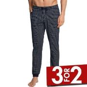 Schiesser Mix and Relax Lounge Pants With Cuffs Blå Mønster bomull XX-...