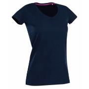 Stedman Claire V-neck Marine ringspunnet bomull Small Dame