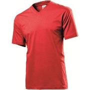 Stedman Classic V-Neck Men T-shirt Rød bomull Medium Herre