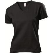 Stedman Classic V-Neck Women T-shirt Svart bomull XX-Large Dame