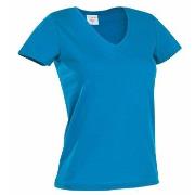 Stedman Classic V-Neck Women T-shirt Blå bomull Small Dame