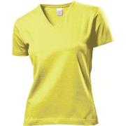 Stedman Classic V-Neck Women T-shirt Gul bomull Small Dame