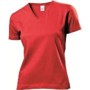 Stedman Classic V-Neck Women T-shirt Rød bomull X-Large Dame