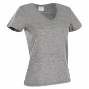 Stedman Classic V-Neck Women T-shirt Gråmelerad bomull X-Large Dame