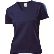 Stedman Classic V-Neck Women T-shirt Marine bomull Large Dame