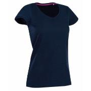 Stedman Megan V-neck Marine ringspunnet bomull Small Dame