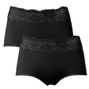 Trofe Lace Trimmed Maxi Briefs Truser 2P Svart bomull Large Dame