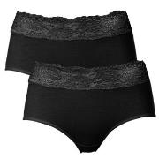 Trofe Lace Trimmed Midi Briefs Truser 2P Svart bomull X-Large Dame