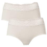 Trofe Lace Trimmed Midi Briefs Truser 2P Champagne bomull Large Dame