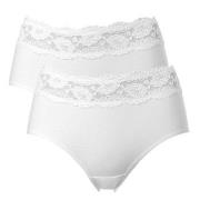 Trofe Lace Trimmed Midi Briefs Truser 2P Hvit bomull Medium Dame