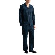 Gant Woven Cotton Stripe Pajama Set Blå/Grønn bomull X-Large Herre