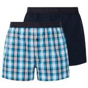 BOSS 2P Woven Boxer Shorts With Fly Blå/Hvit bomull Medium Herre