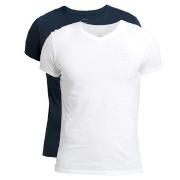 Gant 2P Basic V-Neck T-Shirt Hvit/Marine bomull Large Herre