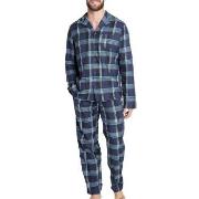 Jockey Woven Pyjama Blå/Lysblå Small Herre