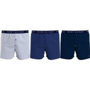 Tommy Hilfiger 3P Recycled Cotton Woven Boxer Shorts Blå/Grå bomull La...