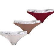 Tommy Hilfiger Truser 3P Recycled Essentials Thong Natur/Rød Large Dam...