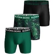 Björn Borg 3P Performance Boxer 1729 Svart/Grønn polyester X-Large Her...