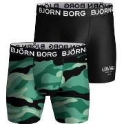 Björn Borg 2P Performance Boxer 1727 Svart/Grønn polyester Small Herre