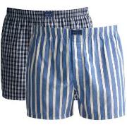 Gant 2P Cotton Stripe Boxer Shorts Marine/Blå bomull Large Herre