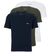 BOSS 3P Classic Cotton Solid T-Shirt Blå/Grønn bomull Medium Herre