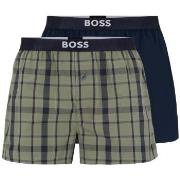 BOSS 2P Patterned Cotton Boxer Shorts EW Blå/Grønn bomull Medium Herre