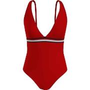 Tommy Hilfiger Plunge One Piece Swimsuit Rød X-Large Dame