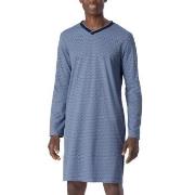 Schiesser Fine Interlock Long Sleeve Nightgown Blå Mønster bomull 50 H...