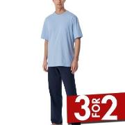 Schiesser Long Pyjamas With Short Sleeve Marine/Blå bomull 48 Herre
