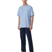 Schiesser Long Pyjamas With Short Sleeve Marine/Blå bomull 52 Herre