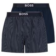 BOSS 2P Patterned Cotton Boxer Shorts EW Hvit/Marine bomull Medium Her...